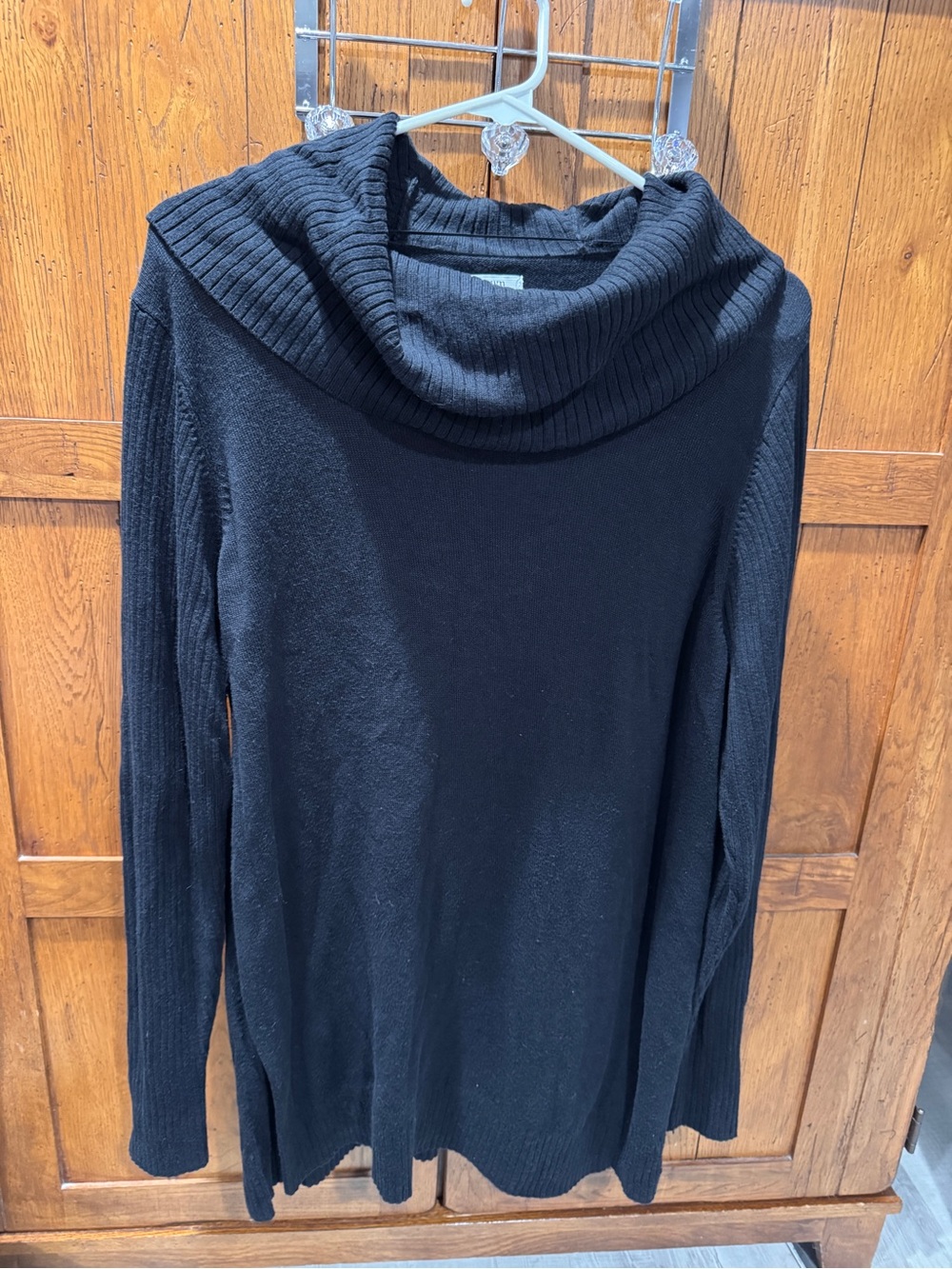 crown & ivy Black Ribbed Cowl Neck Sweater